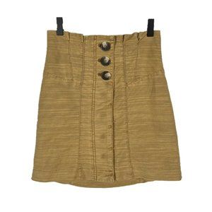 Free People Button Front High Waisted Textured Mini Skirt Size 0